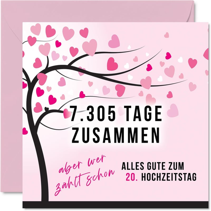 20. Hochzeitstag Karte - Lustige Glückwünsche für Paare, 145mm