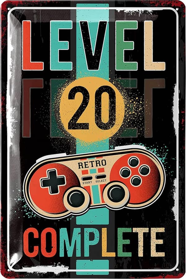 Retro Metallschild für Gamer - 20. Geburtstag Geschenk 20x30 cm