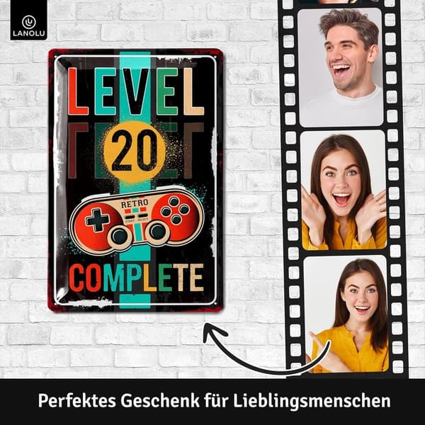 Retro Metallschild für Gamer - 20. Geburtstag Geschenk 20x30 cm