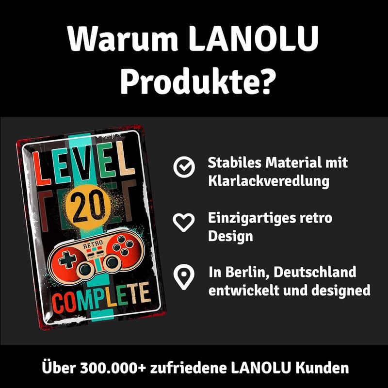 Retro Metallschild für Gamer - 20. Geburtstag Geschenk 20x30 cm