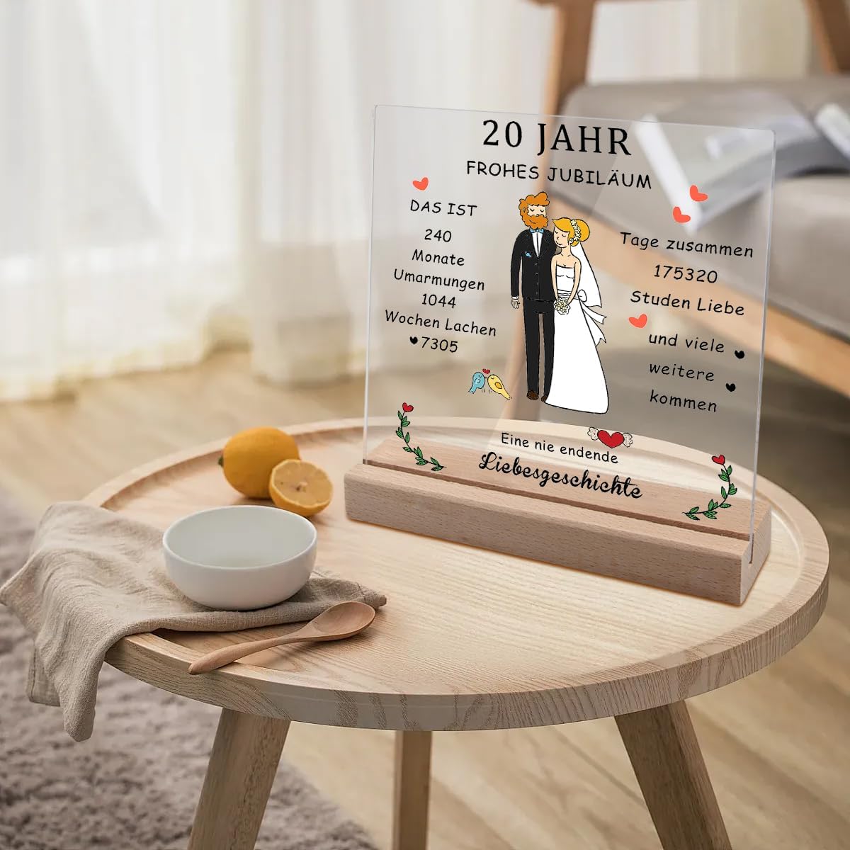 20. Hochzeitstag Geschenk - Gravierte Acryltafel für Paare