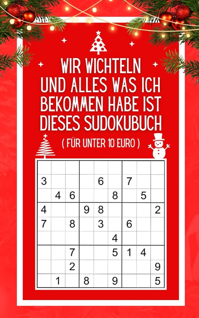 Witzige Sudokugeschenkidee für Secret Santa – 192 Rätsel für unter 10 Euro