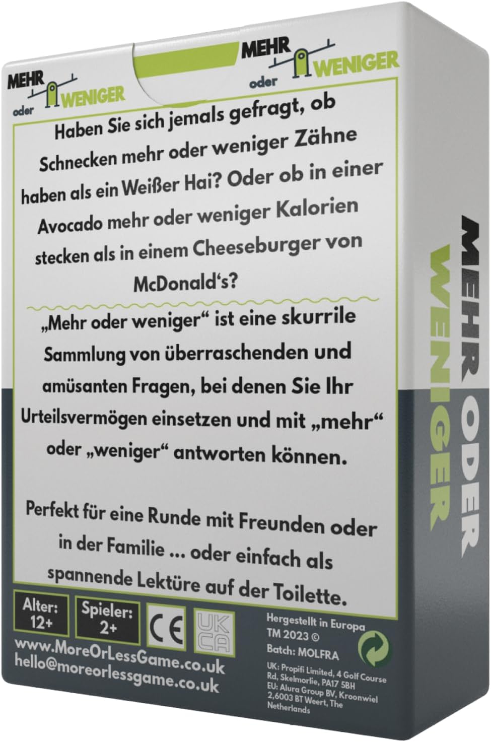 More or Less Kartenspiel für Familien | 2+ Spieler