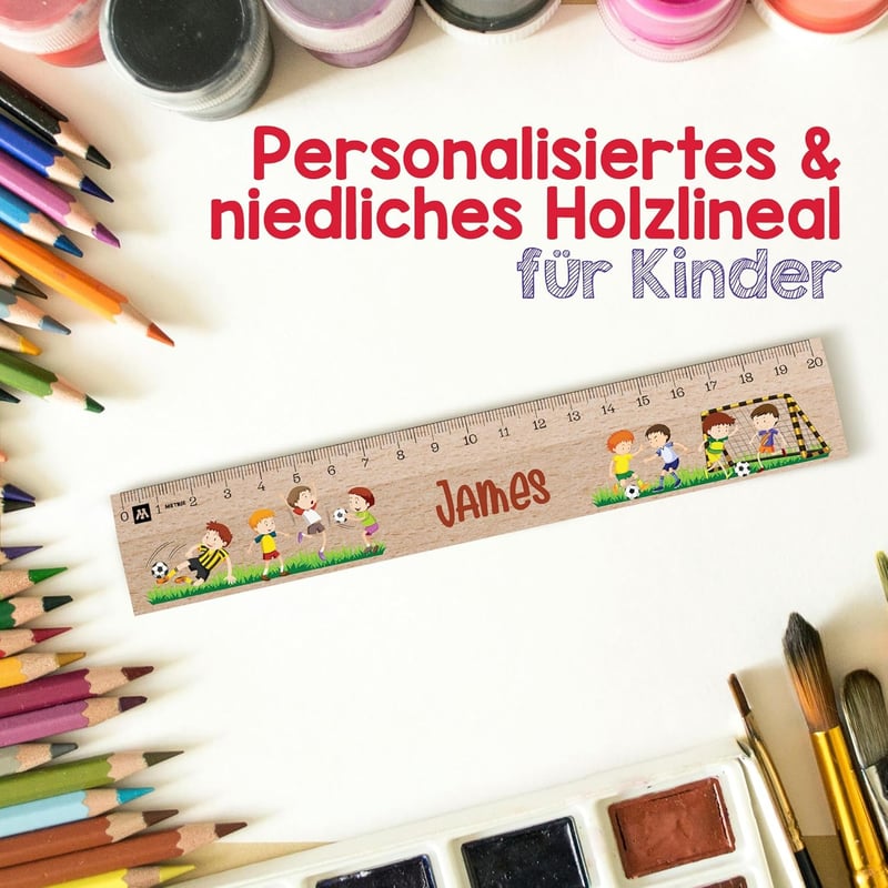 Personalisiertes Holz-Lineal zur Einschulung 2025 - 20 cm mit Gravur