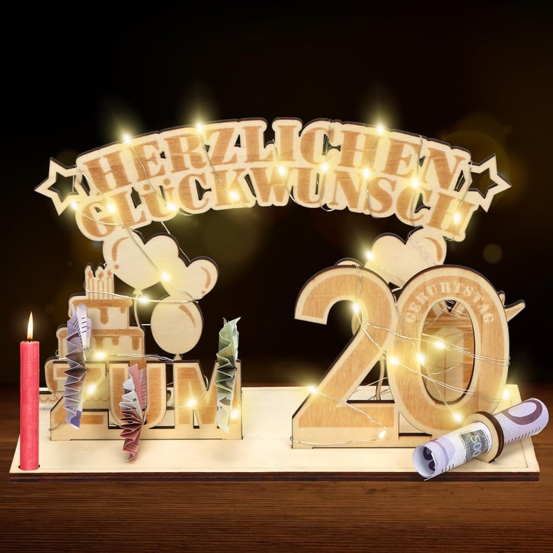 LED Deko-Geldgeschenke zum 20. Geburtstag für Männer und Frauen