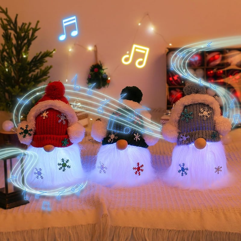 Weihnachtswichtel-Dekoration mit Licht – 3er Set Figuren