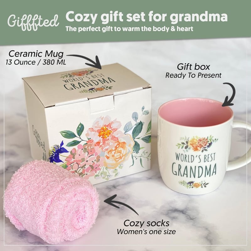 Beste Oma der Welt Geschenkset: Tasse & Socken, Keramik, 380ML