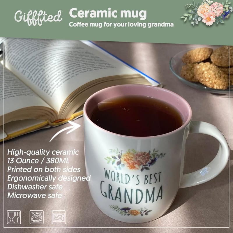 Beste Oma der Welt Geschenkset: Tasse & Socken, Keramik, 380ML