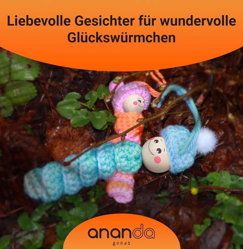 Holzperlen mit Gesicht 20mm – DIY Perlen für Sorgenwürmchen (60 Stück)