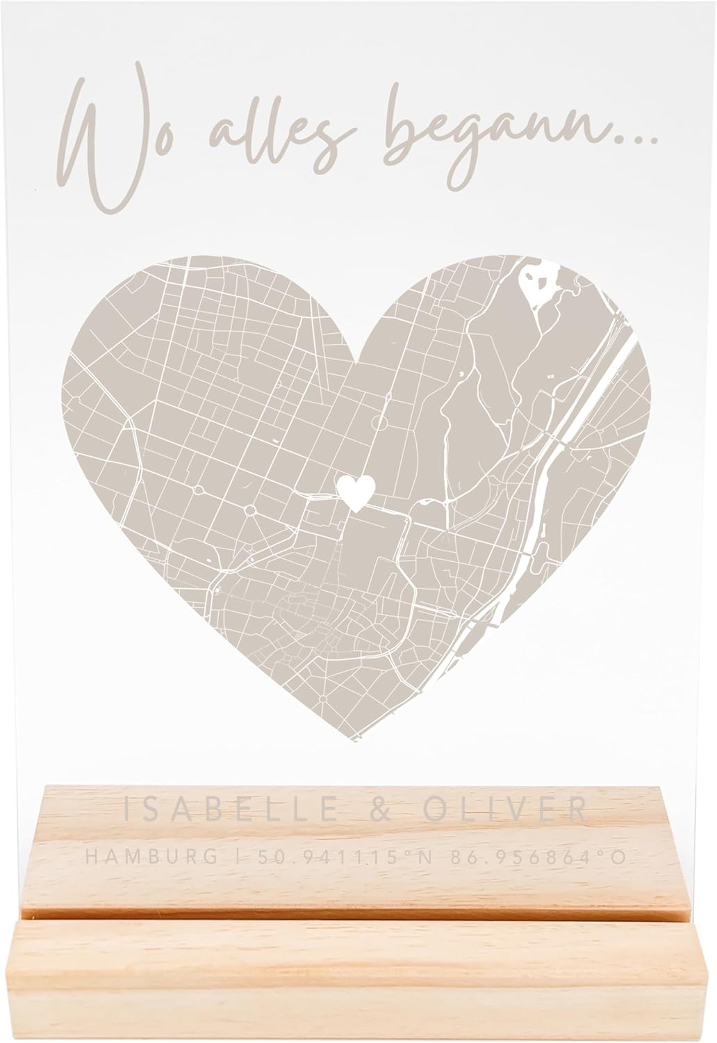 Jahrestag Geschenkbild mit Koordinaten, personalisierte Wanddeko 20x30 cm