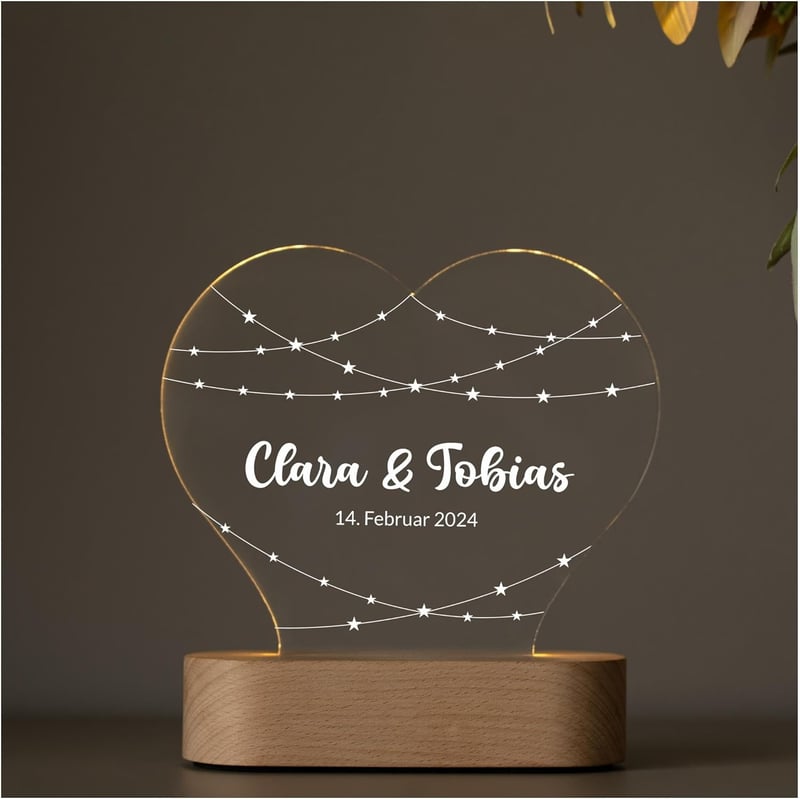 Personalisierter LED Bilderrahmen aus Acryl für den Jahrestag