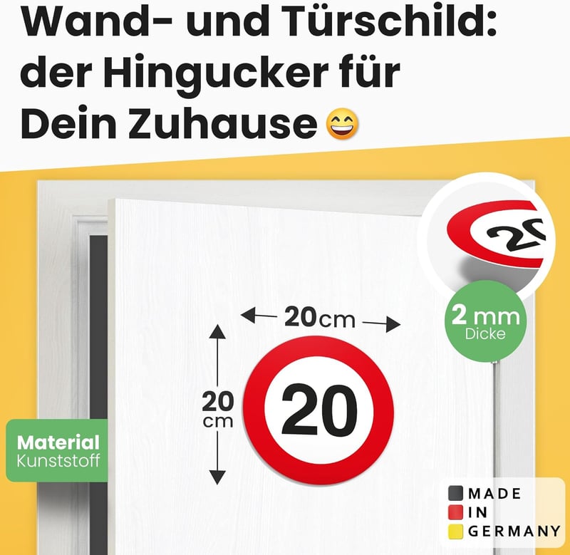 Verkehrsschild zum 20. Geburtstag – Originelles Geschenk und Partydeko