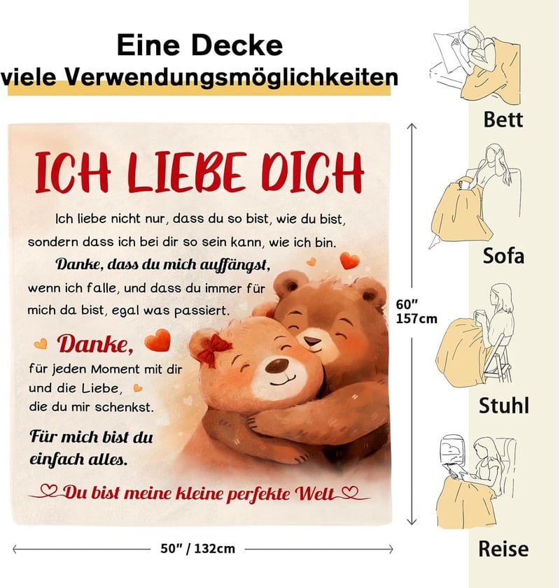 Hochzeitstagsgeschenk: Kuscheldecke für Männer und Frauen