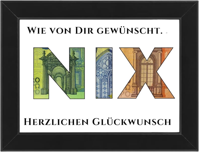 Lustige Geldgeschenke zum Geburtstag | Geschenkidee für Paare | Schwarzer Rahmen