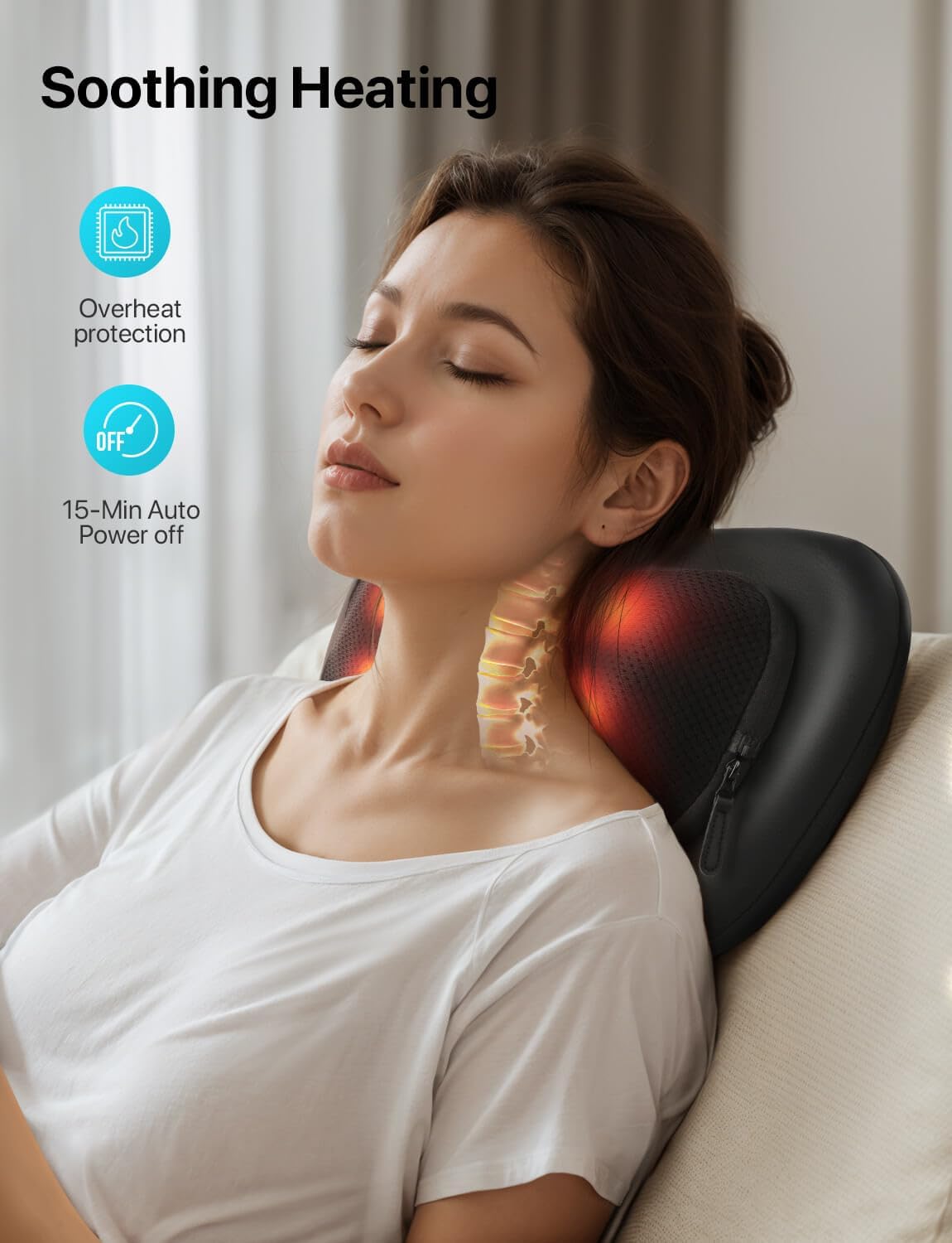 Shiatsu-Massagekissen mit Wärmefunktion für Nacken und Rücken