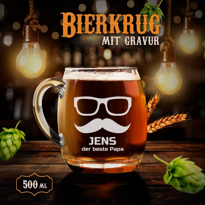 Personalisierter Bierkrug mit Gravur - 500 ml - Geschenk für Männer