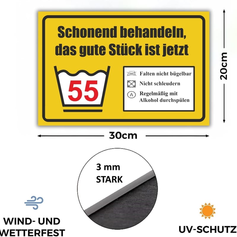 55. Geburtstag Schild – Deko 30 x 20 cm für Männer und Frauen