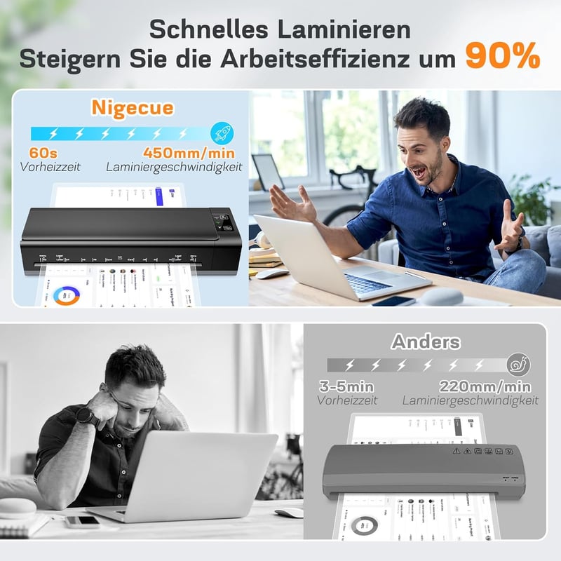 Nigecue 6-in-1 Laminiergerät A3 mit 30 Folien für Heim und Büro