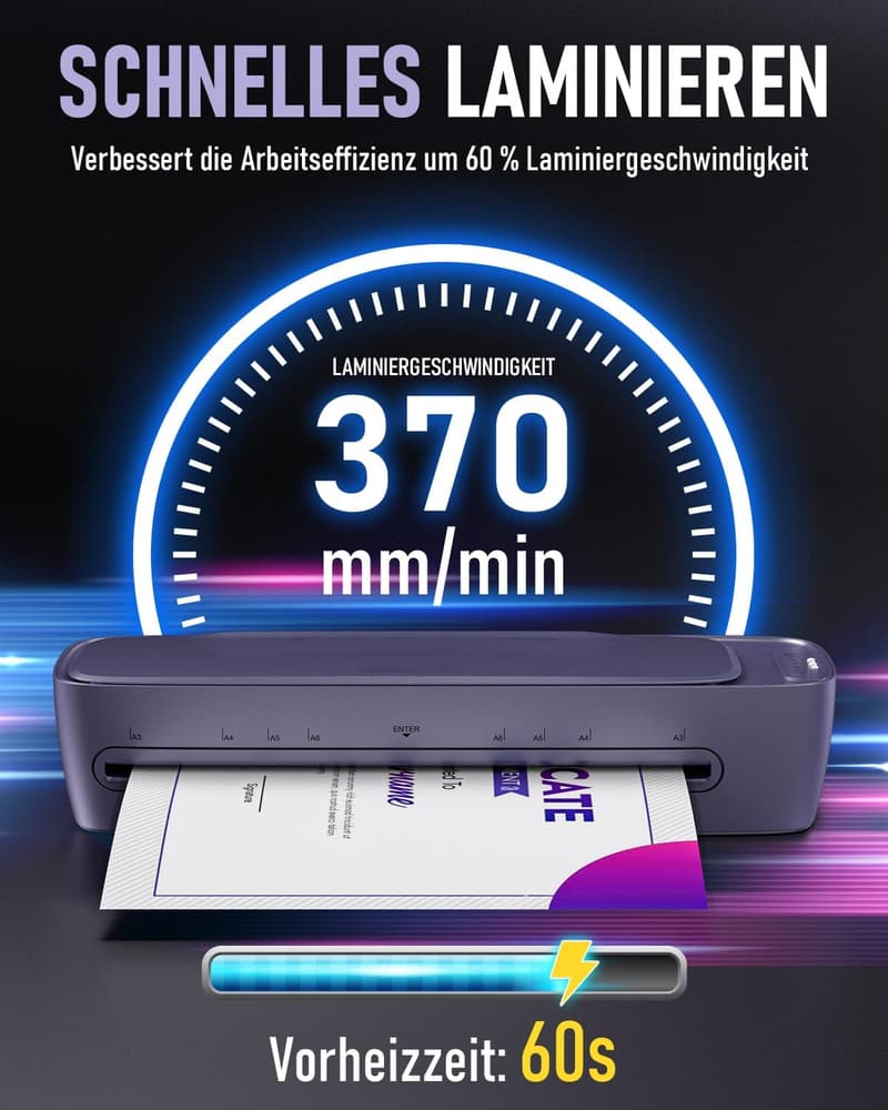 A3 Laminiergerät 9-in-1 mit 30 Folien, Papierschneider und Eckenabrunder