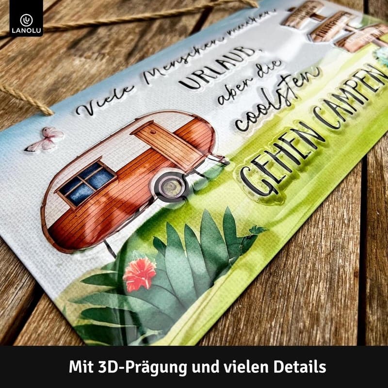 Retro Blechschild Camping - Lustige Deko für Wohnmobilfahrer 16x32cm