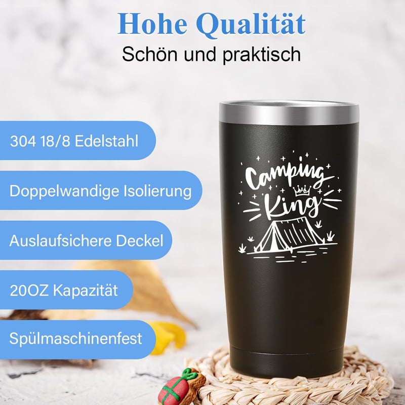 Camping King Edelstahlthermobecher für Männer - 12oz, 350ml