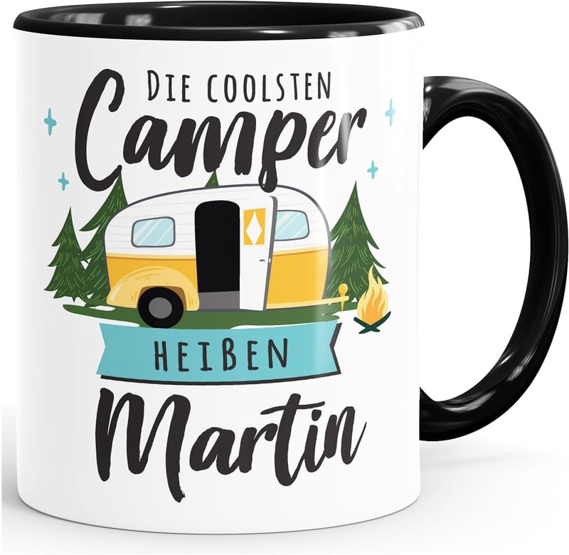 Personalisierte Keramiktasse für Camper mit Namen