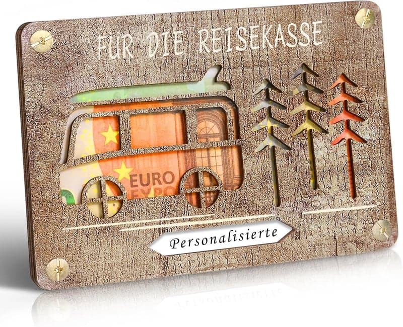 Personalisierte Holz Grußkarte für Geldgeschenke an Paare