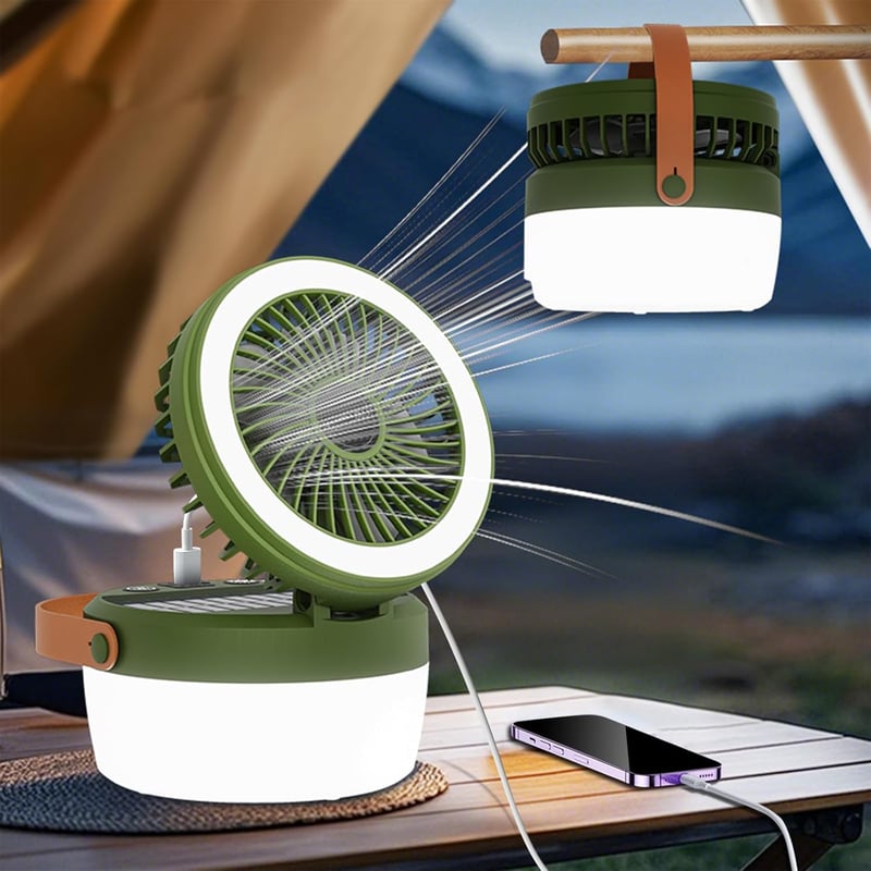 Dimmbare LED Campinglampe mit Lüfter und Solar – für Abenteuer und Notfälle