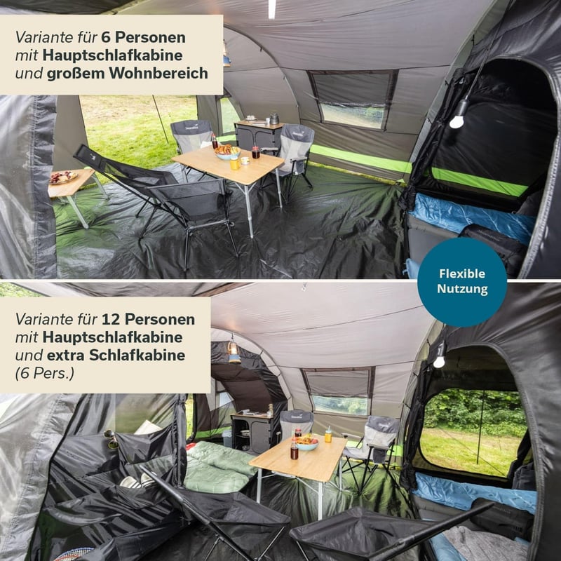 Skandika Kambo Tunnelzelt für 6 Personen | Wasserdichtes Familienzelt mit 2 m Stehhöhe