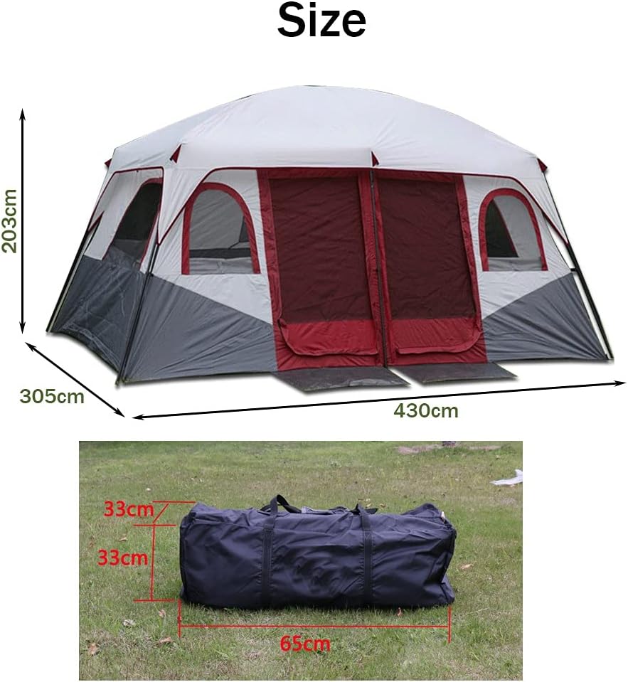 Familienzelt für 8-12 Personen - 2 Schlafzimmer, 100% wasserdicht