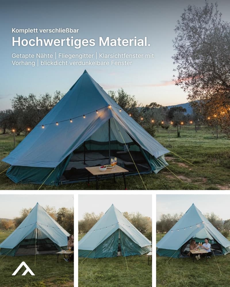 qeedo Bell Tipi Zelt für Gruppen oder Familien (6-12 Personen)