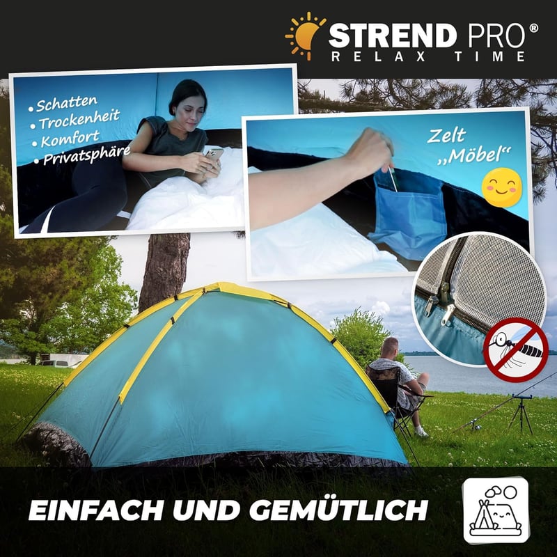 Wurfzelt für 2 Personen – leichtes, wasserdichtes Campingzelt 205x150 cm