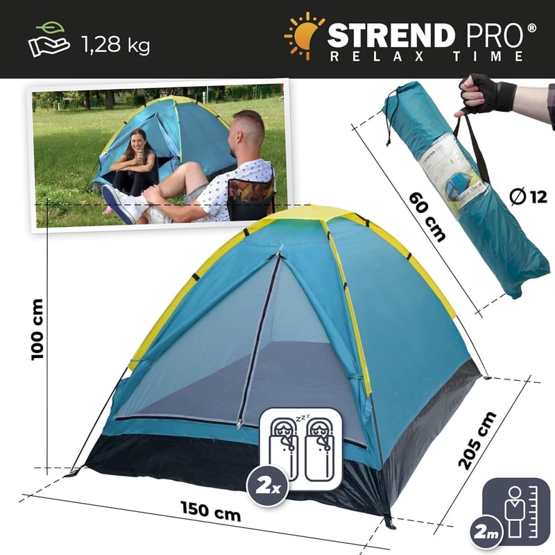Wurfzelt für 2 Personen – leichtes, wasserdichtes Campingzelt 205x150 cm