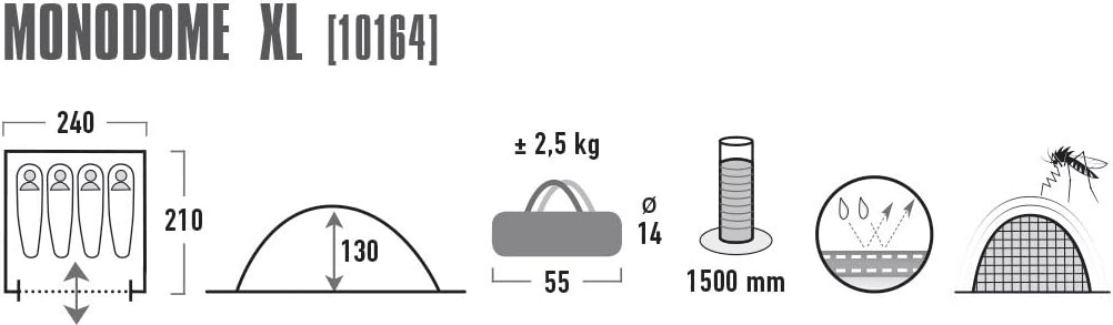 Campingzelt Monodome XL für 4 Personen mit Wannenboden