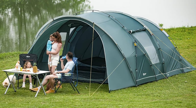 Familienzelt für 5-6 Personen, wasserdicht mit Stehhöhe und Vorzelt