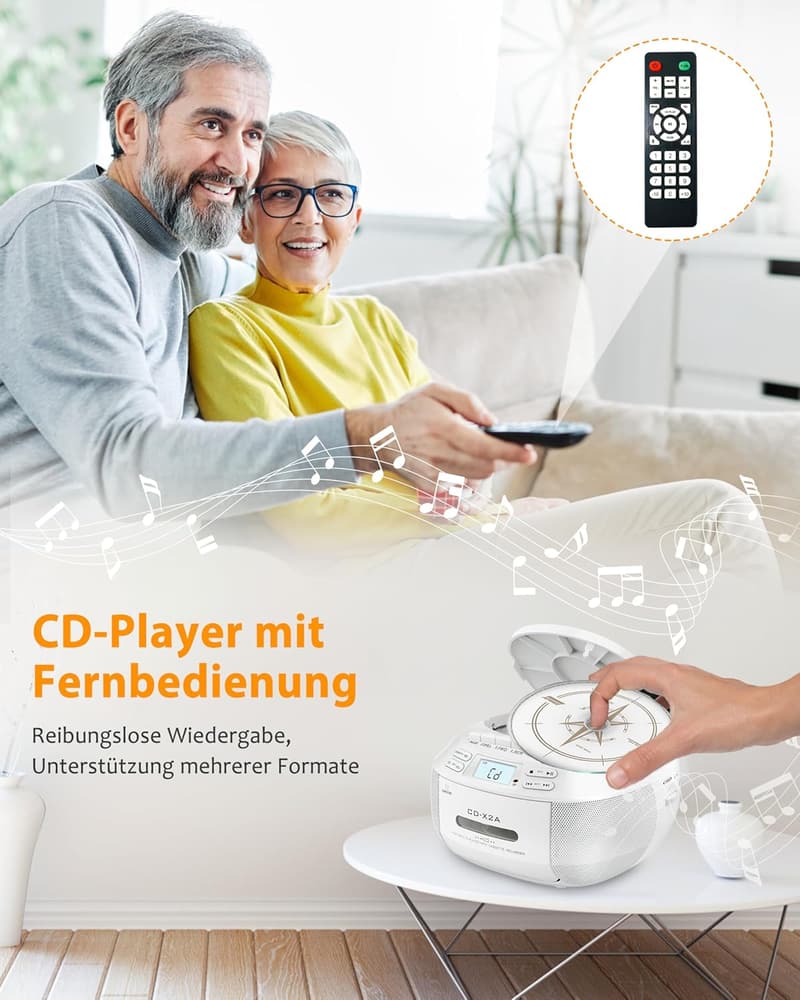 Tragbarer Bluetooth-CD-Player und Kassettenspieler mit Radio für Kinder