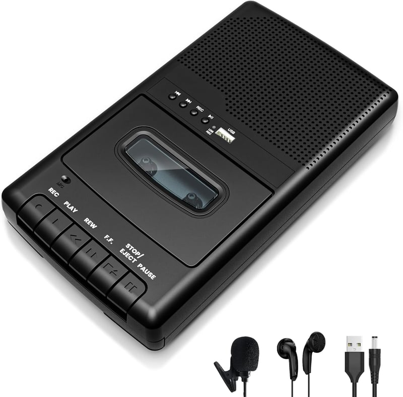 Tragbarer Kassettenrecorder mit USB-Digitalisierung und Lautsprecher
