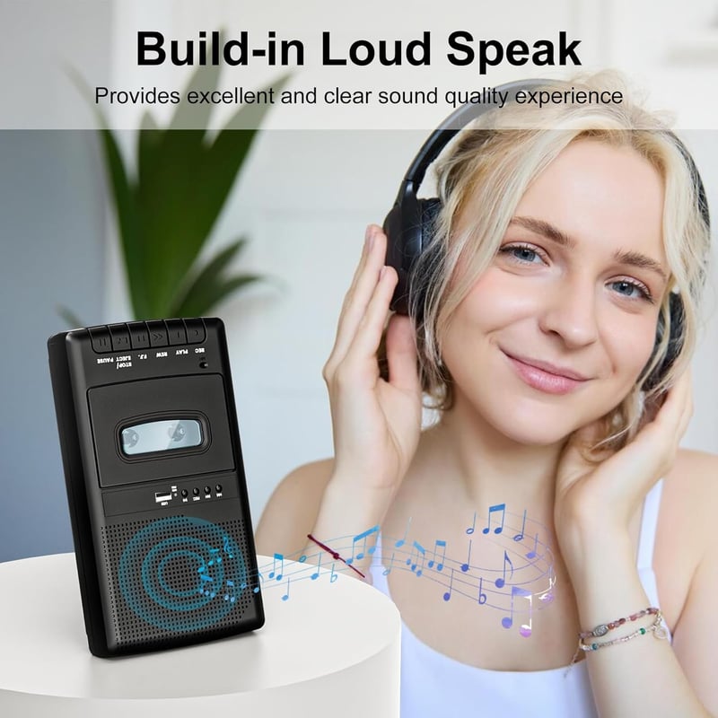Tragbarer Kassettenrecorder mit USB-Digitalisierung und Lautsprecher