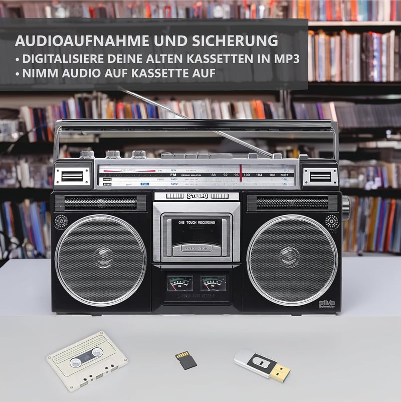 Silva PCR 1980 BT Tragbarer Retro-Kassettenrecorder mit Bluetooth