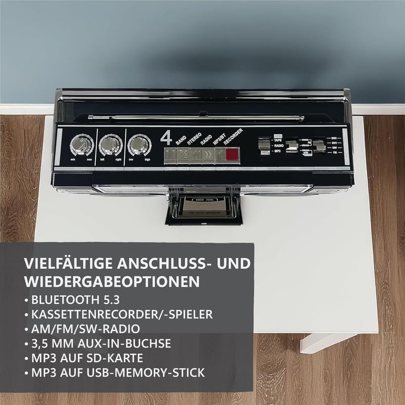 Silva PCR 1980 BT Tragbarer Retro-Kassettenrecorder mit Bluetooth