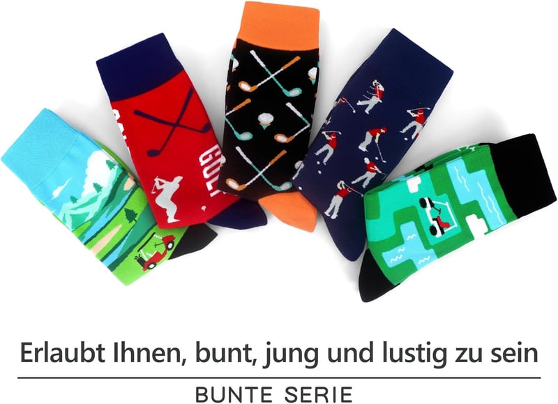 Lustige Bunte Baumwollsocken für Herren - 5 Paar Neuheiten