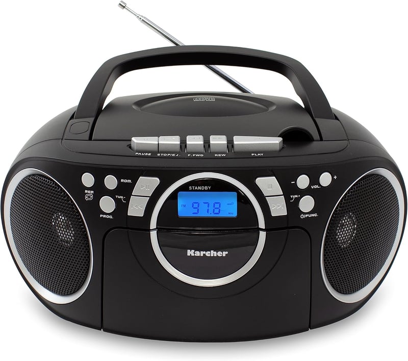 Kärcher RR 5042-B tragbares CD Radio mit Kassettenspieler, schwarz