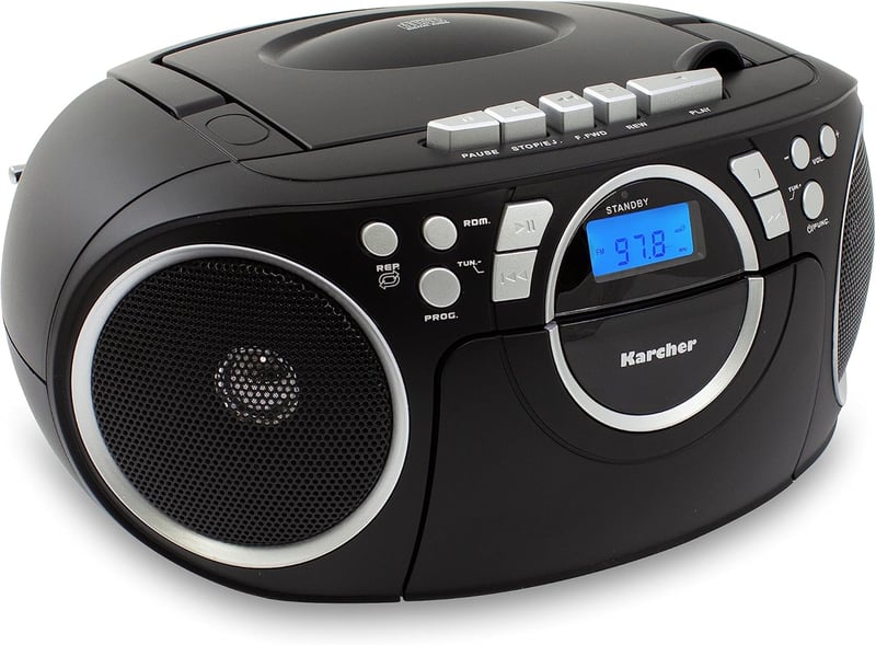 Kärcher RR 5042-B tragbares CD Radio mit Kassettenspieler, schwarz