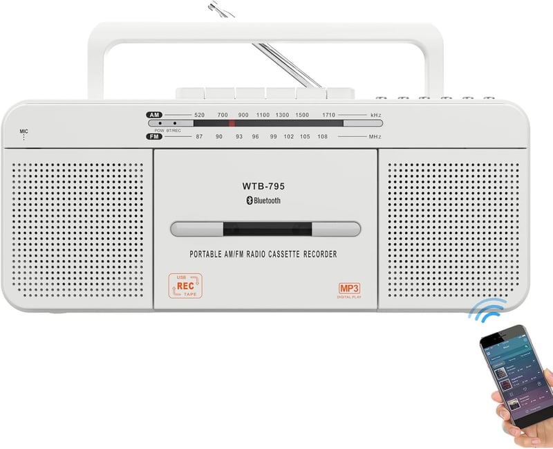 Retro Kassettenspieler mit USB/Bluetooth, Kassetten-zu-MP3-Konverter