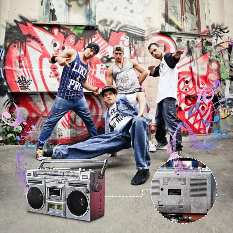 Vintage Boombox mit USB-Aufnahme, CD & Kassettenspieler für Partys