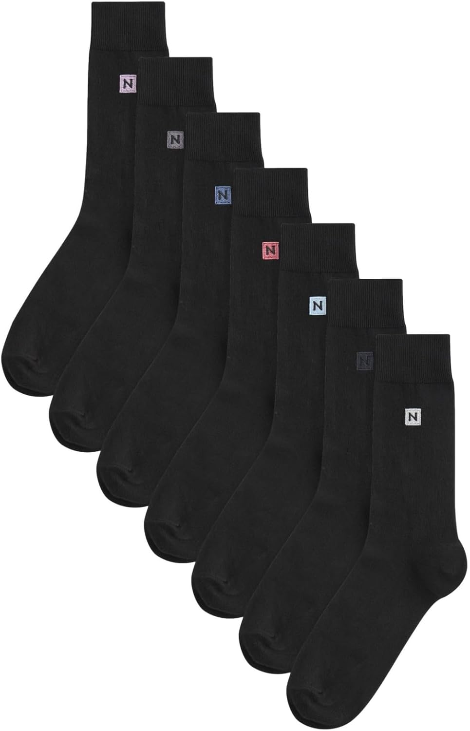 Schwarze Herrensocken mit Stickerei, 8er Pack, langlebige Frische