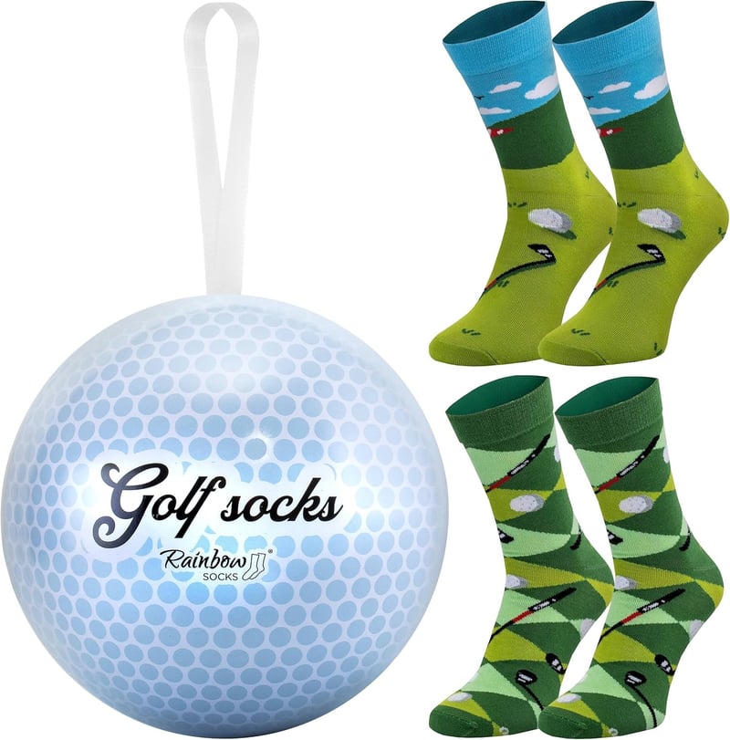 Golf-Socken im Ball-Design – Geschenk für Golf-Fans, 2 Paar