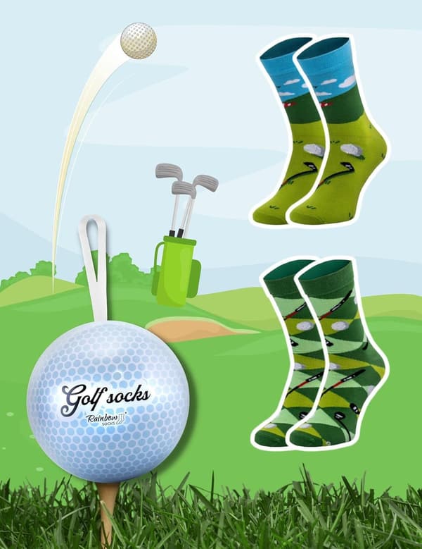 Golf-Socken im Ball-Design – Geschenk für Golf-Fans, 2 Paar