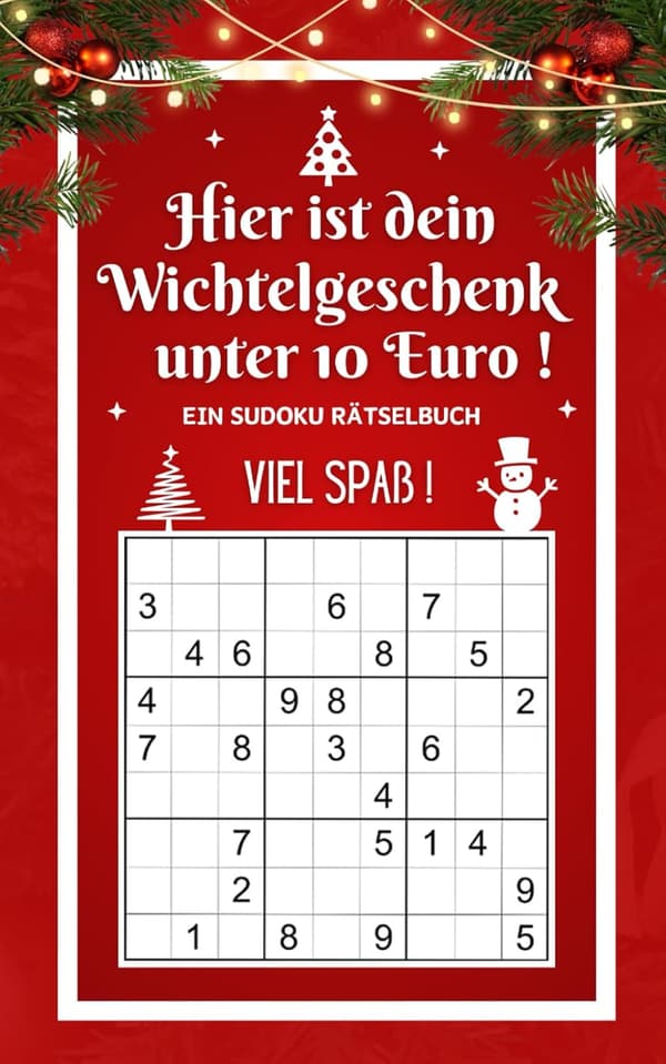 Sudoku Rätselbuch für Wichtelgeschenke – 192 Rätsel unter 10 Euro