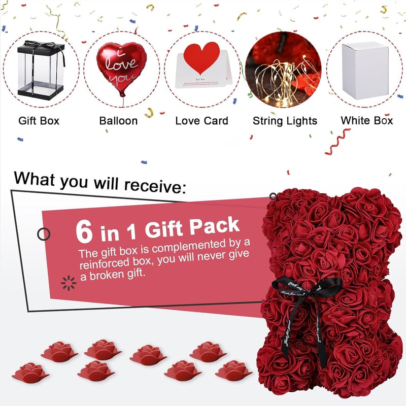 Rosenbär - Geschenk zum Muttertag mit 250 Rosen in Geschenkbox